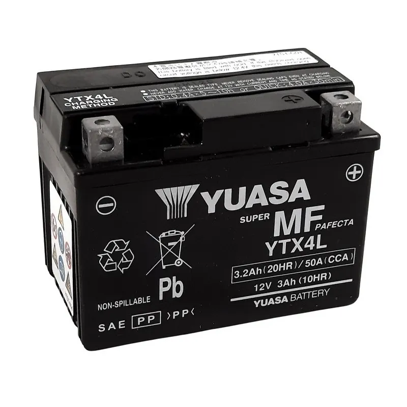 Batería Moto YTX4L FA Yuasa sin mantenimiento Activada