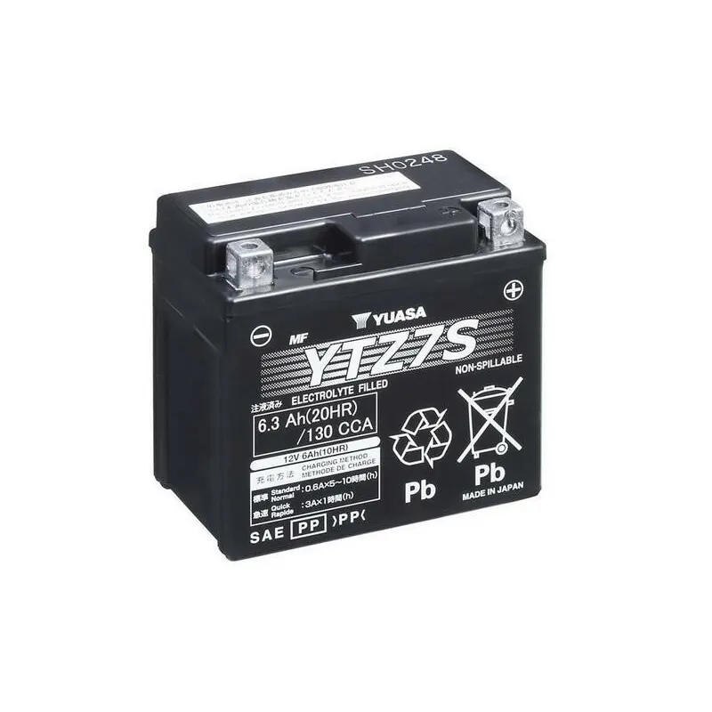 Batería Moto YTZ7S Yuasa sin mantenimiento Activada