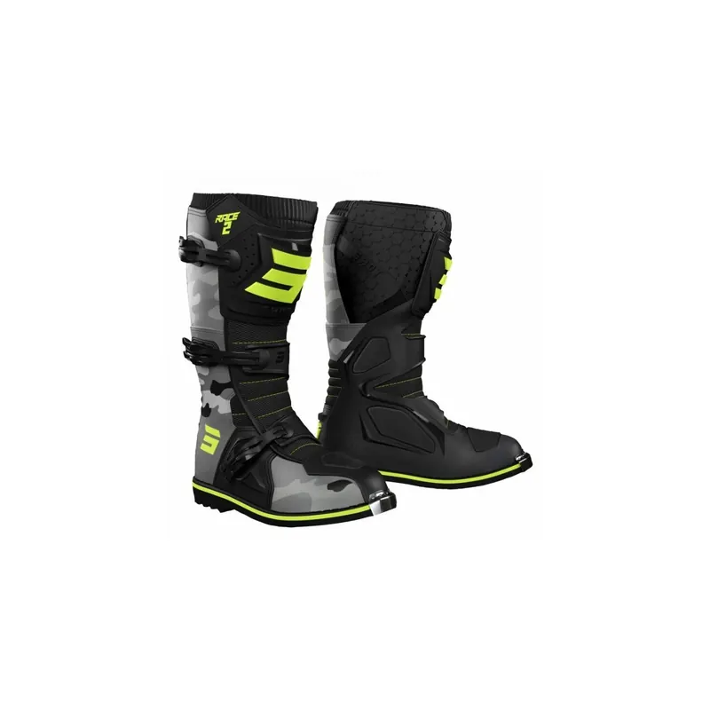 Botas Shot Motocross Race 2 junior camuflaje, amarillo