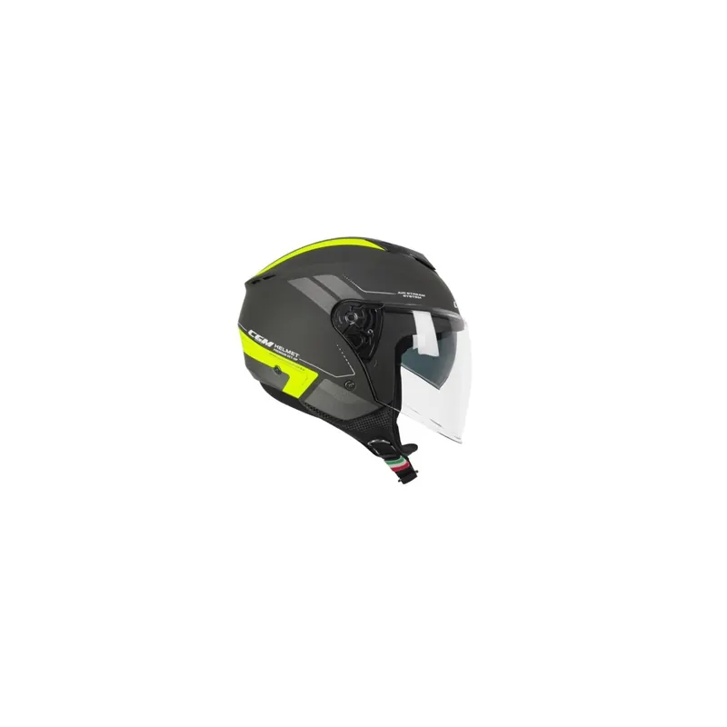 Casco Jet CGM 126G IPE Negro Mate, Amarillo