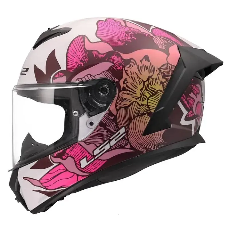 Casco LS2 FF820 Rapid III Poppies II White Pink