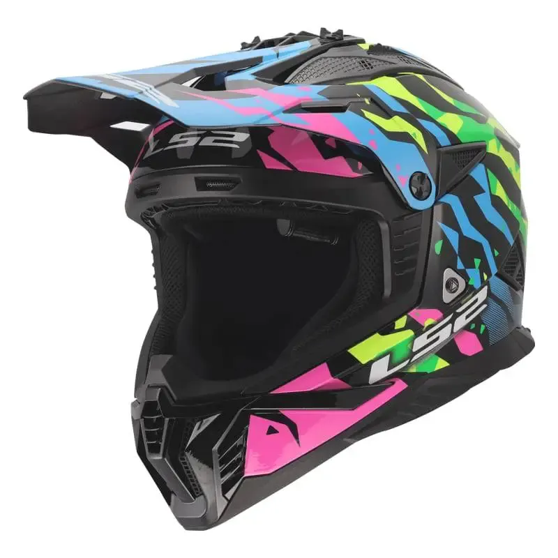 Casco LS2 MX708 Fast II Grotesk Blue Pink Green