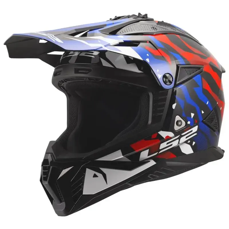 Casco LS2 MX708 Fast II Grotesk White Blue Red