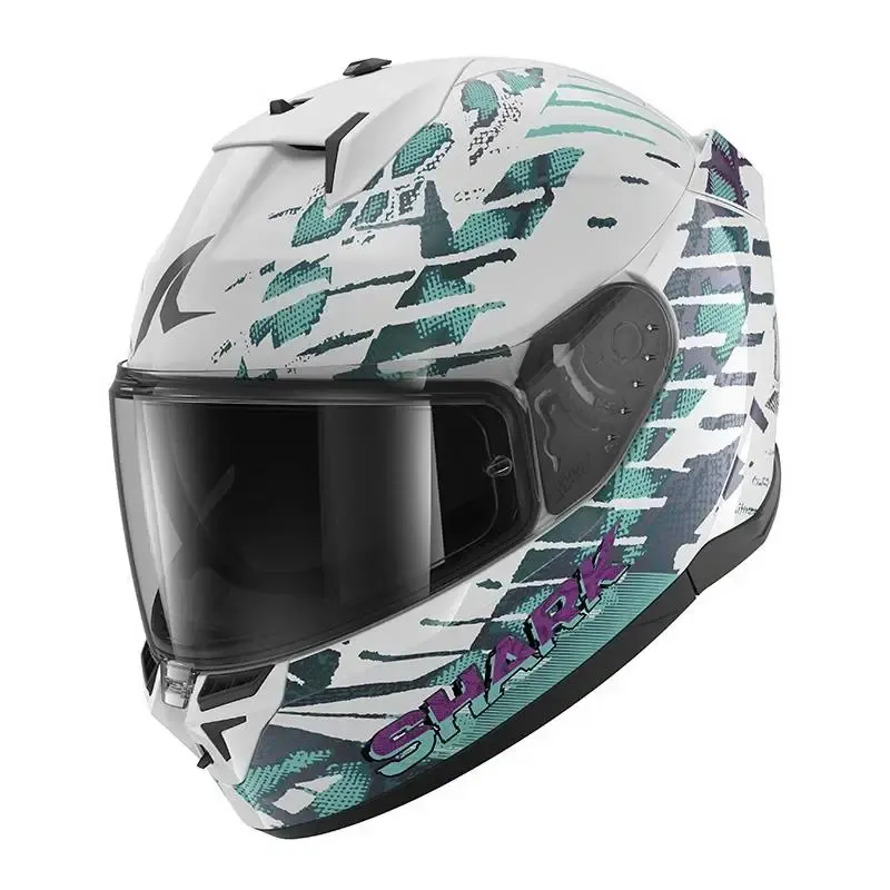Casco Shark D-Skwal 3 Reptaia White Chamaleon