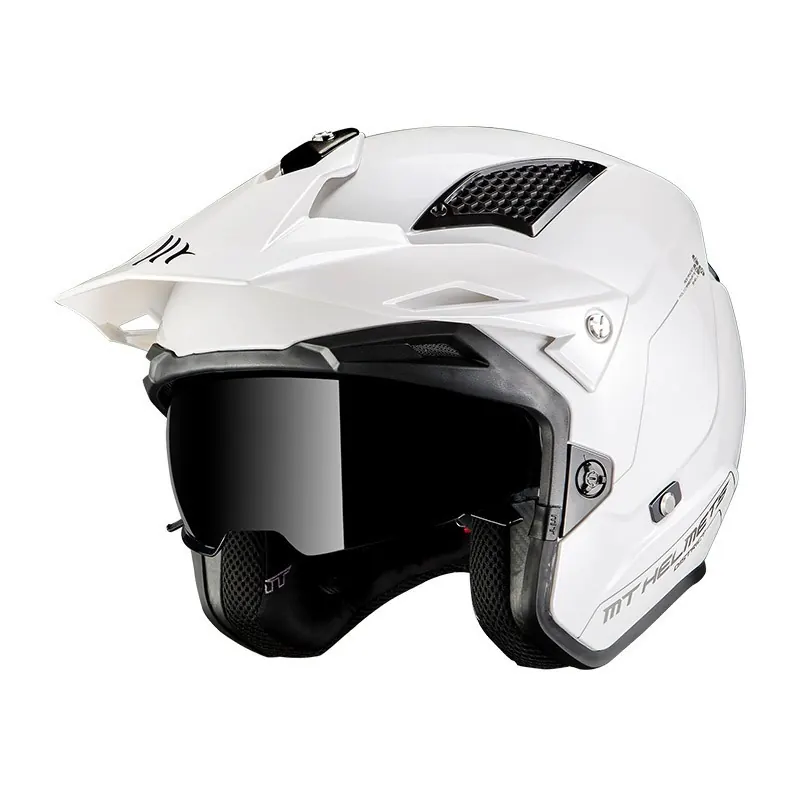 Casco trial District SVS Solid A1 en color Blanco Brillo MT Helmets