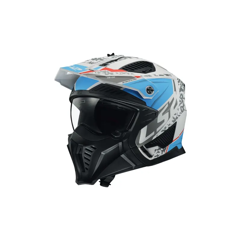Casco Trial LS2 OF606 Drifter Devor Blanco, Azul