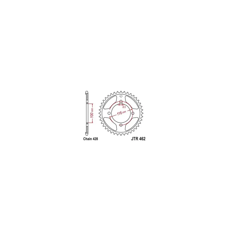 Corona de aluminio moto 53 dientes P.428 JTR462.53AL