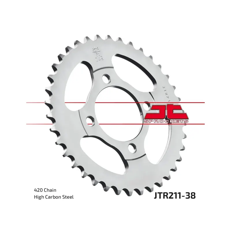 Corona moto JT Sprockets de acero de 38 dientes JTR211.38