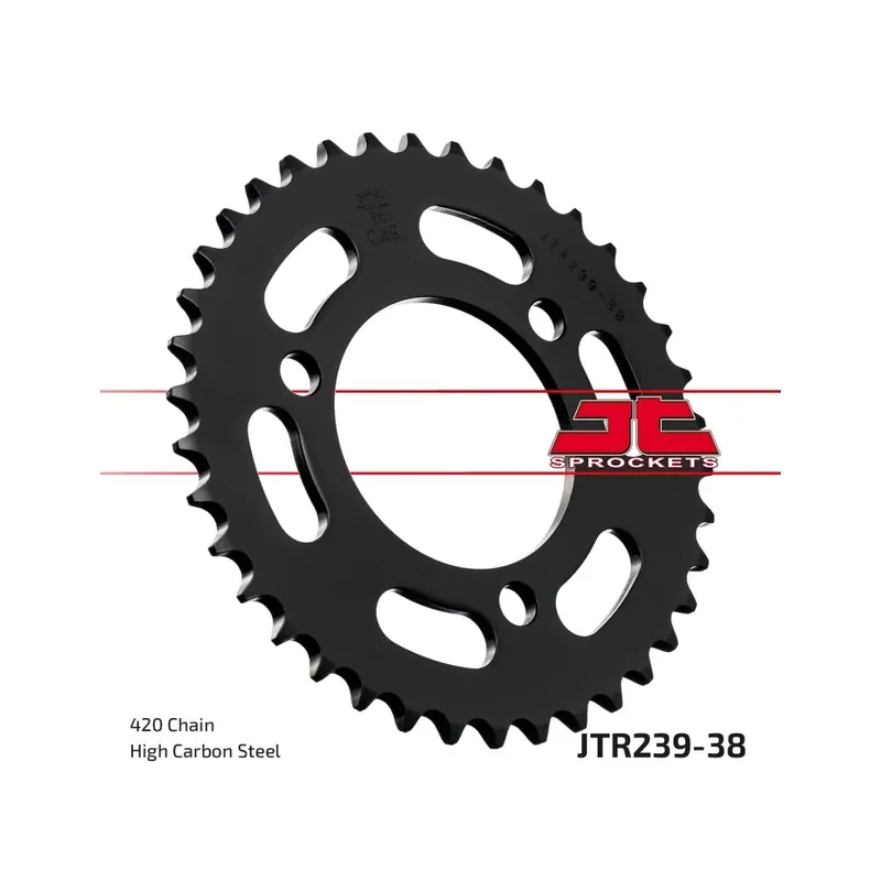 Corona moto JT Sprockets de acero de 38 dientes JTR239.38