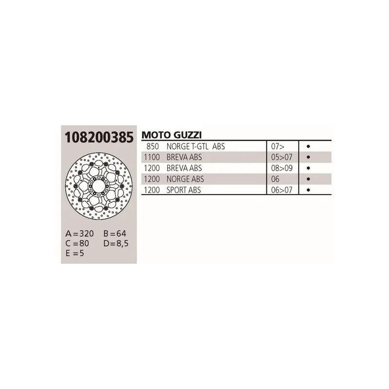 Disco Brembo Genuine Guzzi Breva 1.0 108200385