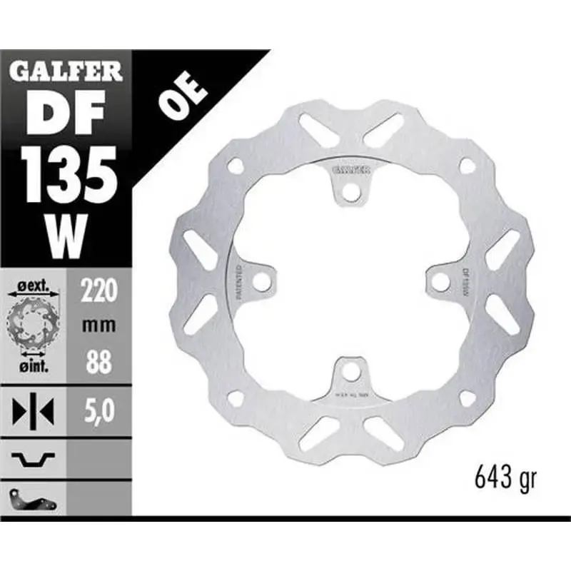 Disco Freno Galfer DF135W Wave 220X5MM