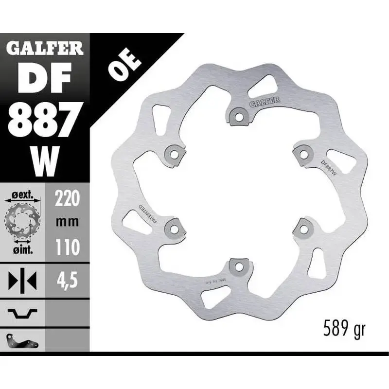 Disco Freno Galfer DF887W Wave 220X4,5MM
