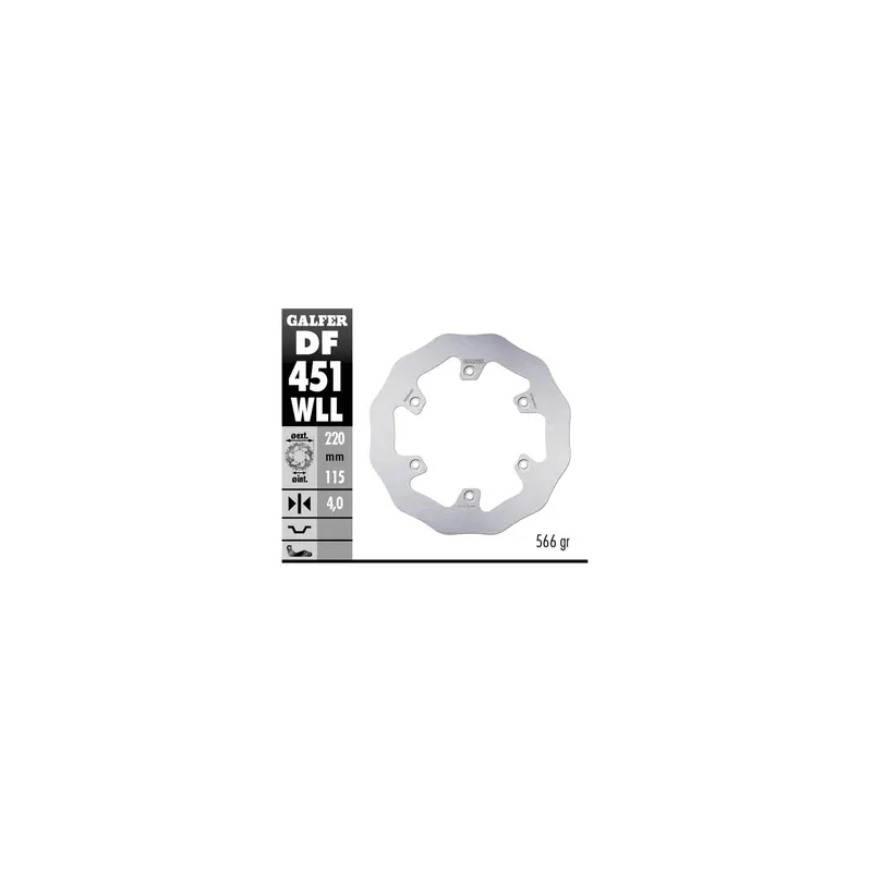 Disco freno moto Galder Wave fijo solido DF451WLL
