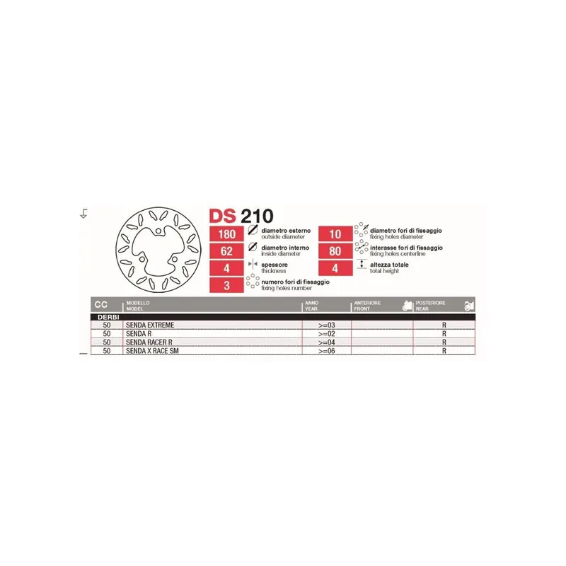 Discos De Freno Tras Derbi Senda-R-Extreme - DS210