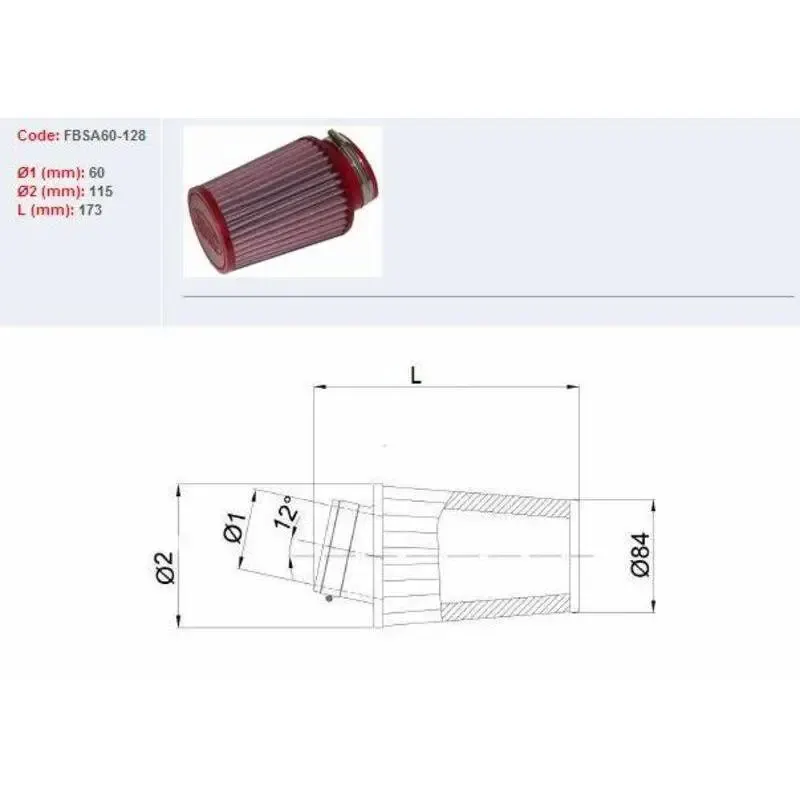Filtro De Aire De Potencia BMC Ø60 FBSA60-128