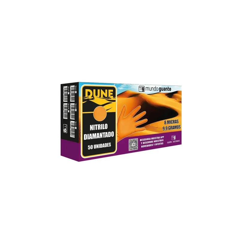 Guantes de nitrilo  D10020 Dune naranjas diamantados 100 uds.