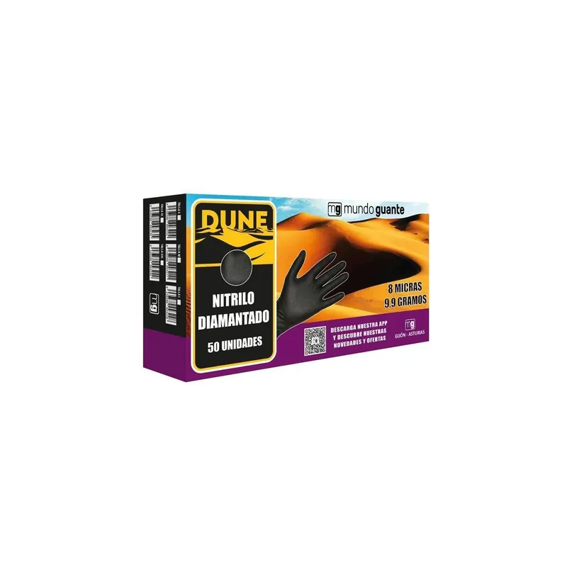 Guantes de nitrilo  D10080L Dune negros diamantados  100 uds.